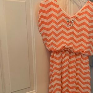 SPEECHLESS orange & cream dress L 10/12